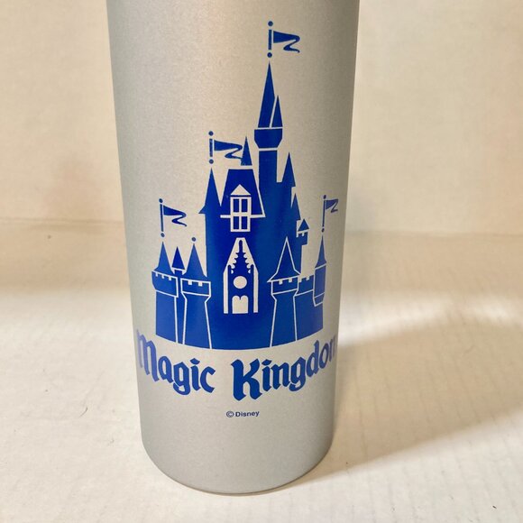 Vintage Disney Magic Kingdom Metal Water Bottle Cinderella Castle Gray Blue 25oz - Picture 2 of 14
